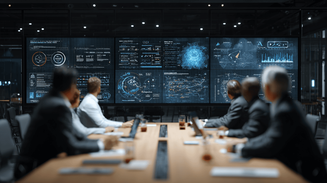 Executive board reviewing AI governance