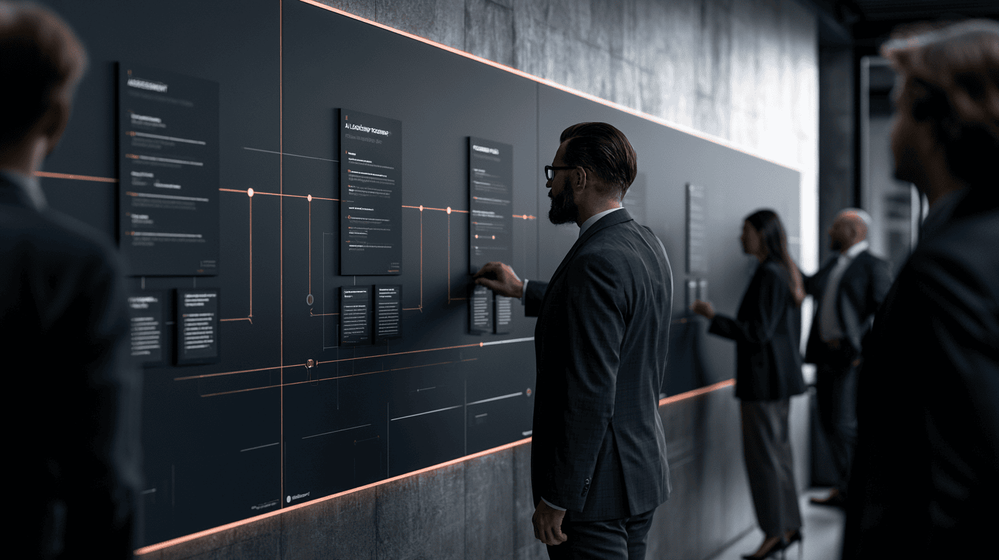 Five-stage AI execution sequence from readiness assessment to strategy, pilots, governance, and scale.