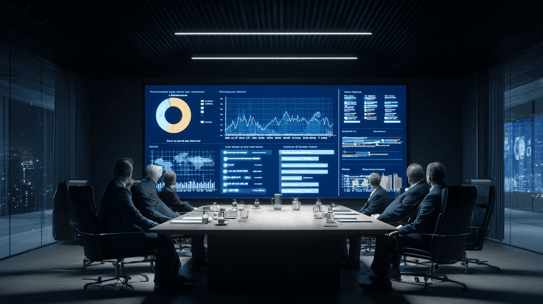 Enterprise board meeting reviewing AI readiness data